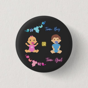 Team Boy or Team Girl Gender Reveal   3 Cm Round Badge