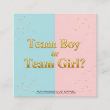 Team Boy or Team Girl Gender Reveal Enclosure Card