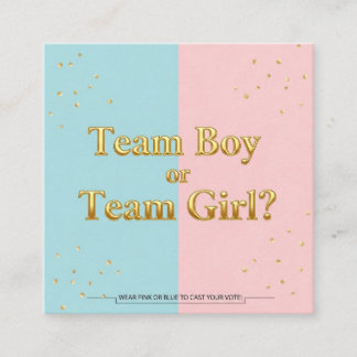 Team Boy or Team Girl Gender Reveal Enclosure Card