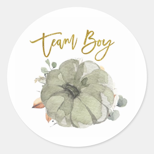 Team Boy Pumpkin Gender Reveal game label (Front)