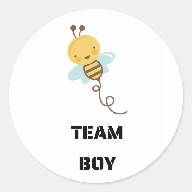 Team Boy Vote gender reveal party Classic Round Sticker (Front)