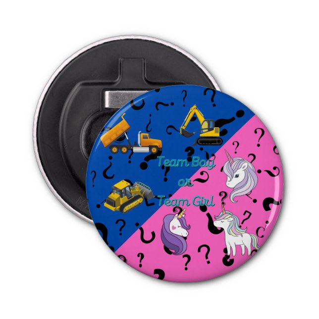 Team Boy vs Team Girl Heavy Equipment vs Unicorns  Bottle Opener (Front)