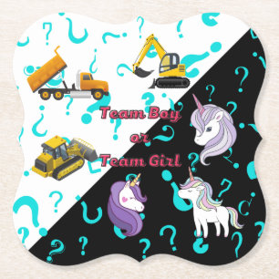 Team Boy vs Team Girl Heavy Equipment vs Unicorns Paper Coaster