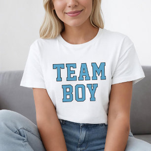 Team Boy White Blue Gender Reveal Womens T-Shirt