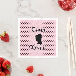 Team Braut Text mit Punkte rosa Napkin