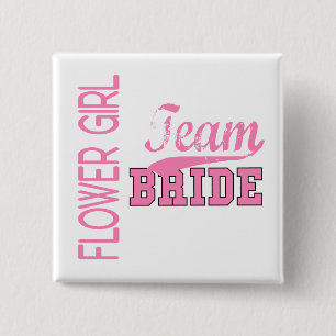 Team Bride 1 FLOWER GIRL 15 Cm Square Badge