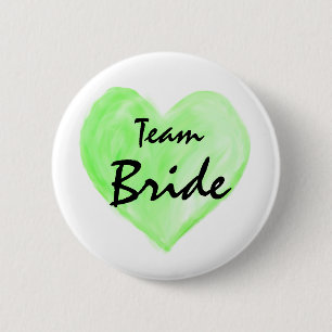 Team Bride Abstract Paint Love Green Nature Button