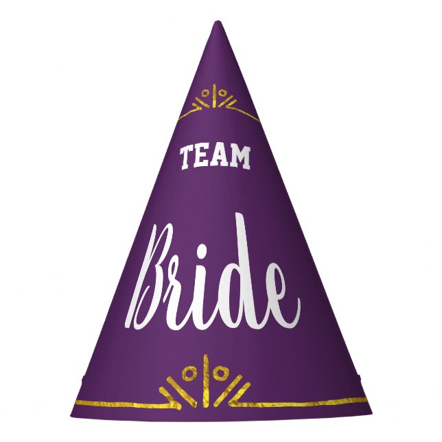 Team Bride Any Custom Colour with Gold Party Hat (Front)
