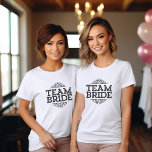 Team Bride Bachelorette Wedding Party Bridesmaid T-Shirt<br><div class="desc">Cute trendy typography design reads "Team Bride" with fancy scroll frame. Perfect gift for bride,  bridesmaids and wedding party to wear while getting ready on your wedding day! Use the design tools to personalise the design or choose a different t-shirt or sweatshirt style or colour.</div>