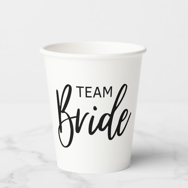 Team Bride Black Paper Cups (Front)