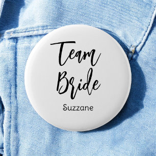 Team Bride Black White Wedding Button