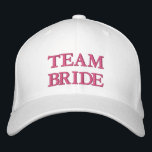 Team Bride blush pink white elegant typography Embroidered Hat<br><div class="desc">Team Bride blush pink and white elegant typography bridesmaid Embroidered Baseball Cap. 
Available in many colours and style options.</div>