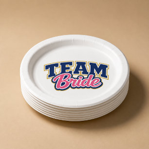 Team Bride Bold Wedding Party Paper Plate