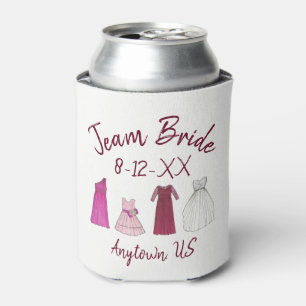TEAM BRIDE Bridal Party Bridesmaid Flowergirl Gown Can Cooler
