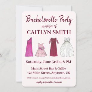 Team Bride Bridal Shower Bachelorette Party Gowns Invitation