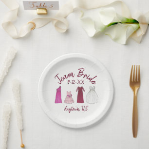 Team Bride Bridal Shower Bachelorette Party Gowns Paper Plate