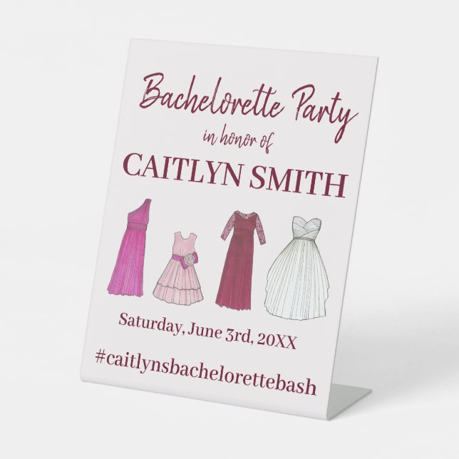 Team Bride Bridal Shower Bachelorette Party Gowns Pedestal Sign (Front)