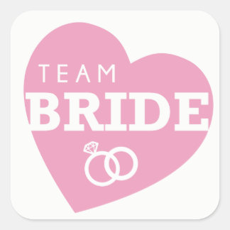 Team Bride Bridal Shower Stickers PINK Heart