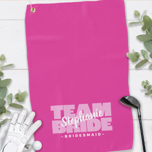 Team Bride Bridesmaid Fun Golfer Sports Pink Chic Golf Towel