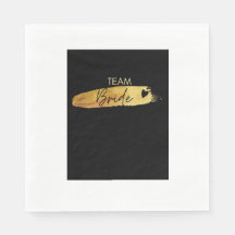 Team Bride,Bridesmaid Napkins-Black & Gold