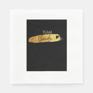 Team Bride,Bridesmaid Napkins-Black & Gold Napkin