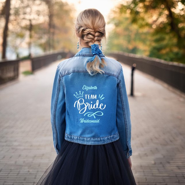 "Team Bride" Bridesmaid Personalised Denim Jacket (Creator Uploaded)