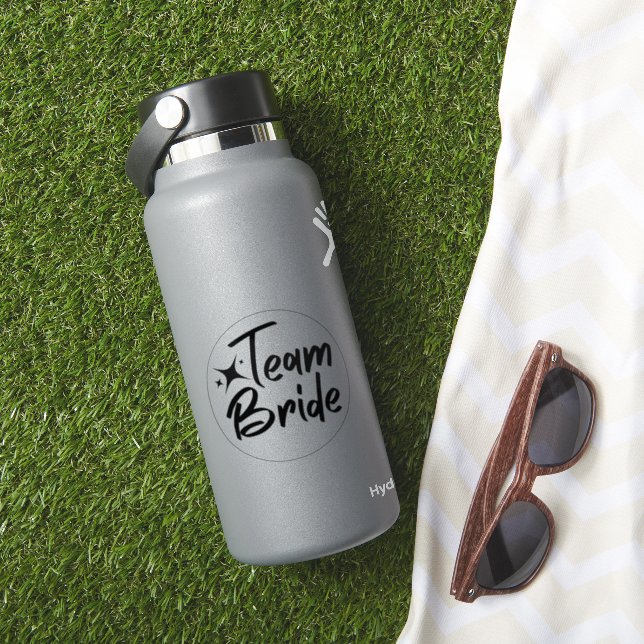 Team Bride calligraphic clear vinyl sticker (HydroFlask Insitu)
