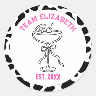 Team Bride Cow Print Nash Bash Bachelorette Classic Round Sticker