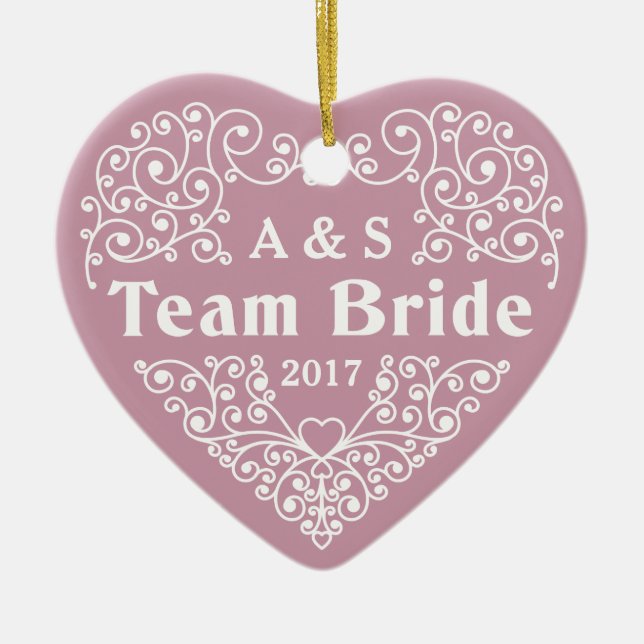 Team Bride custom monograms & date ornament (Front)