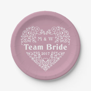 Team Bride custom monograms & year paper plates