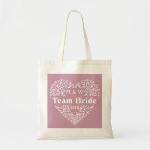Team Bride custom monograms & year tote bags