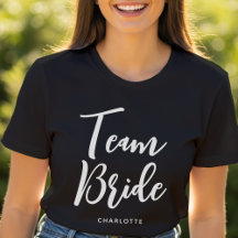 Team Bride Custom Name Wedding Black White