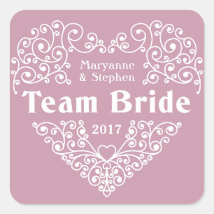Team Bride custom names & year wedding stickers