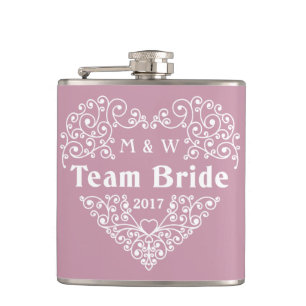 Team Bride custom text flask