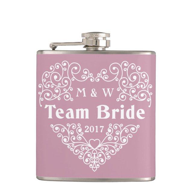 Team Bride custom text flask (Front)