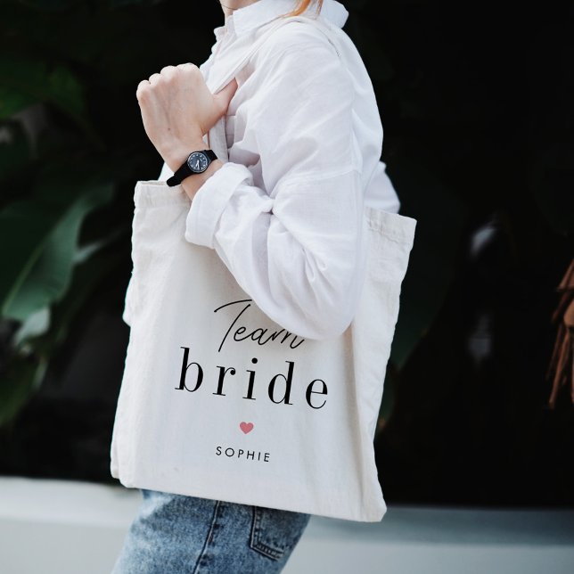 Team Bride Editable Colour Bridal Party Tote Bag (Creator Uploaded)