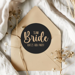 Team Bride Elegant Bachelorette Party Classic Round Sticker