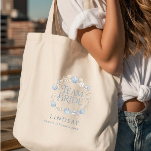 Team Bride! Elegant Beach Bride Seashell Tote Bag
