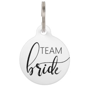 Team Bride Elegant Minimalist Dog Round Pet Tag