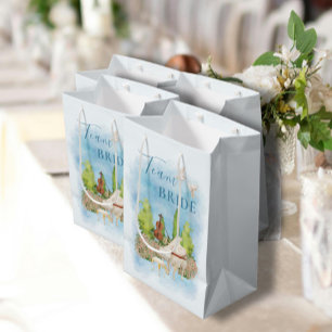 Team Bride Elegant Piano Violin doves Flowers blue Medium Gift Bag