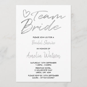 Team Bride Faux silver bridal shower invite