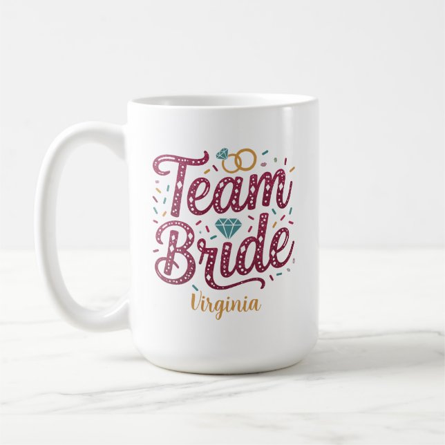 Team Bride Glitter Bridesmaid Favour Coffee Mug (Left)