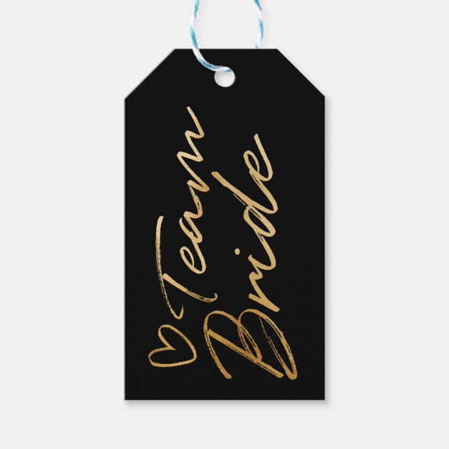 Team Bride - Gold faux foil gift tag (Front)