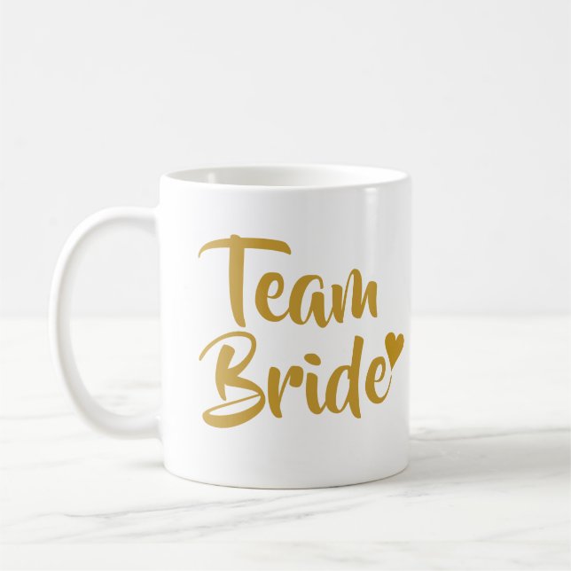 Team Bride Gold Heart Coffee Mug (Left)