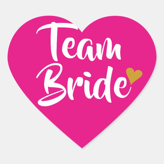 Team Bride Gold Heart Heart Sticker (Front)
