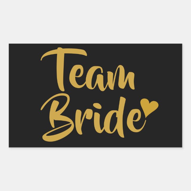 Team Bride Gold Heart Rectangular Sticker (Front)