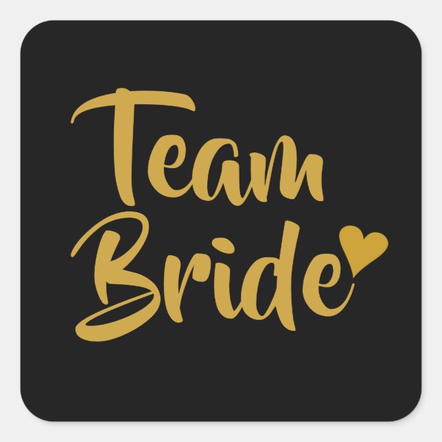 Team Bride Gold Heart Square Sticker (Front)