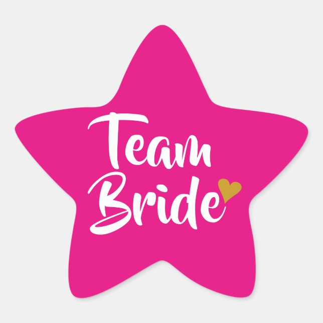 Team Bride Gold Heart Star Sticker (Front)