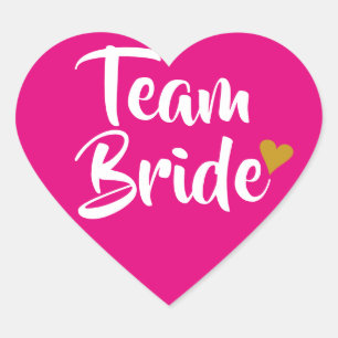 Team Bride Gold Heart Sticker