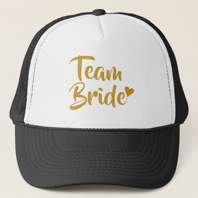 Team Bride Gold Heart Trucker Hat (Front)